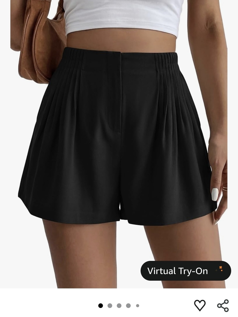 Amazon Black High-Waist Pleated Women’s Shorts